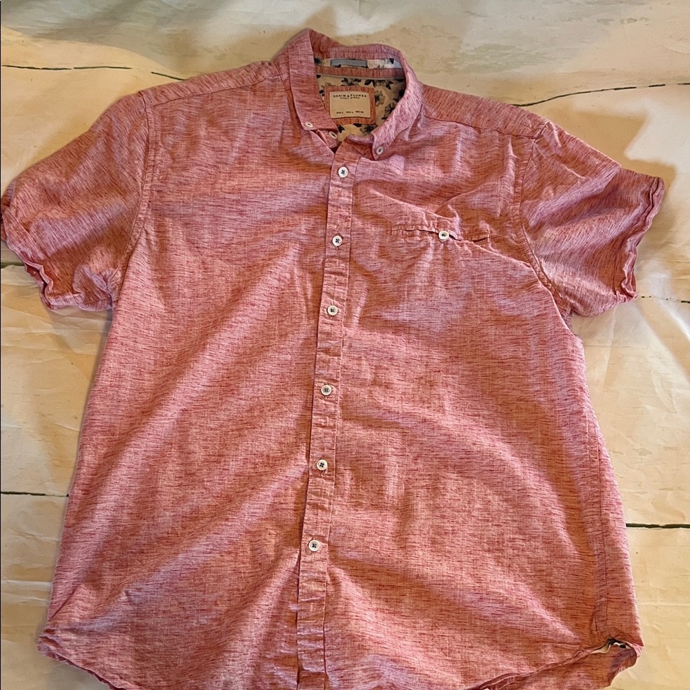 Denim & Flower Ricky Singh Men’s L  Short Sleeve Button Up Shirt